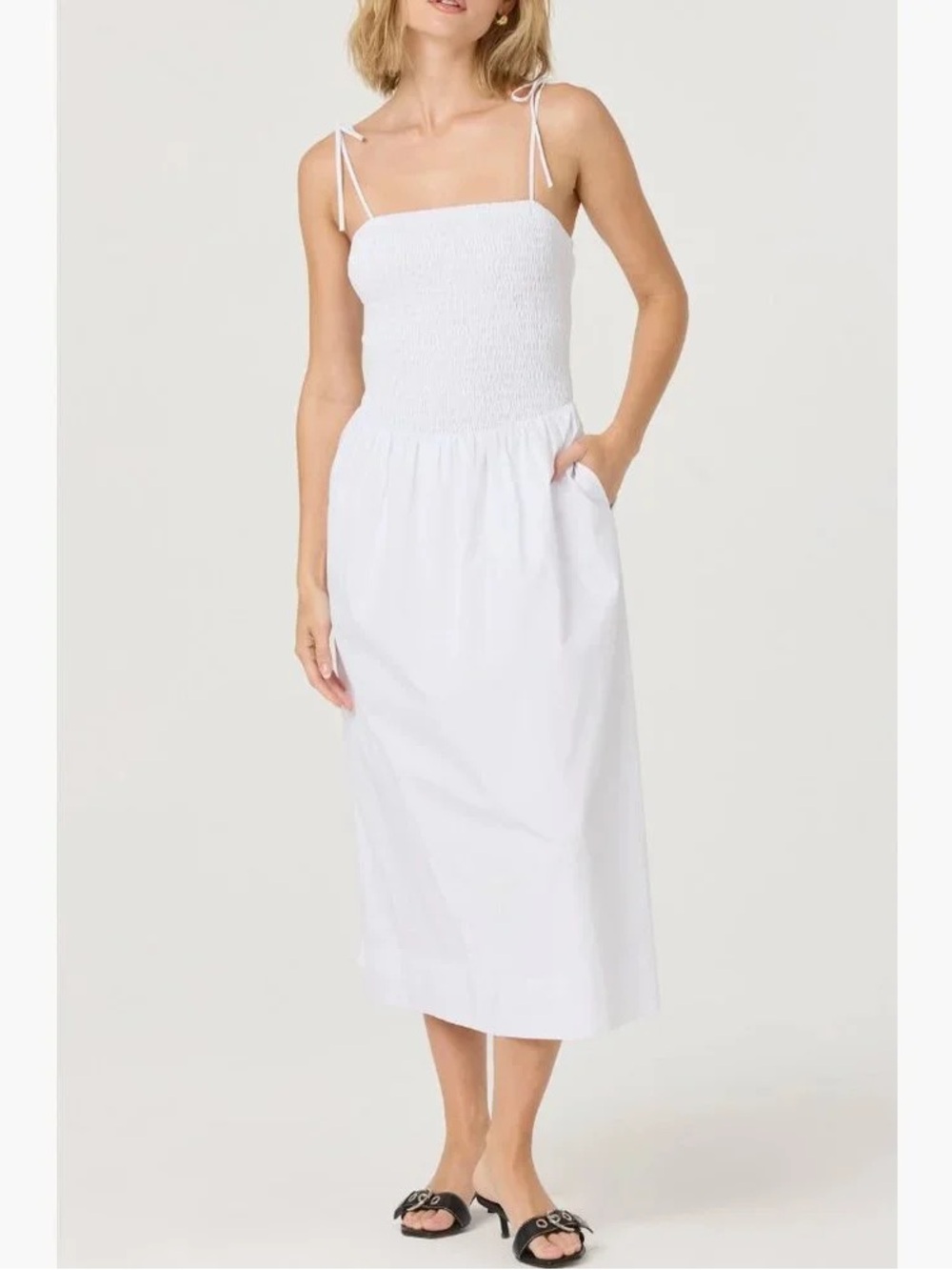 ASTR the Label Drop Waist Smocked Midi Dress